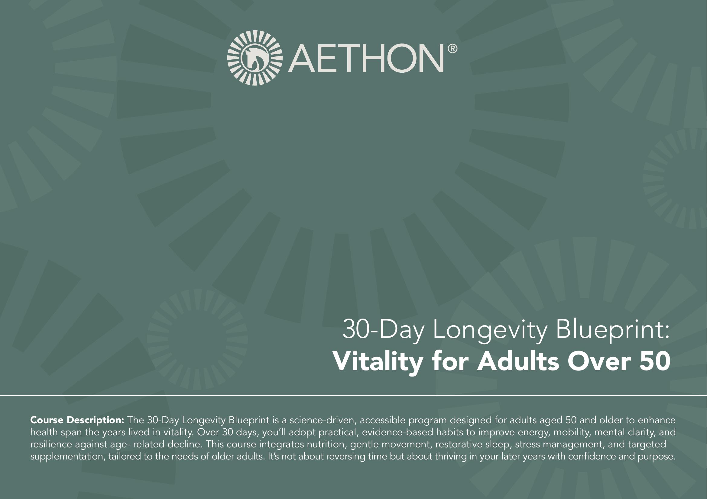 Cover of the 30-Day Longevity Blueprint by AETHON